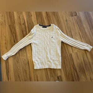 Nautica Men's Ivory Cable Knit Crewneck Sweater